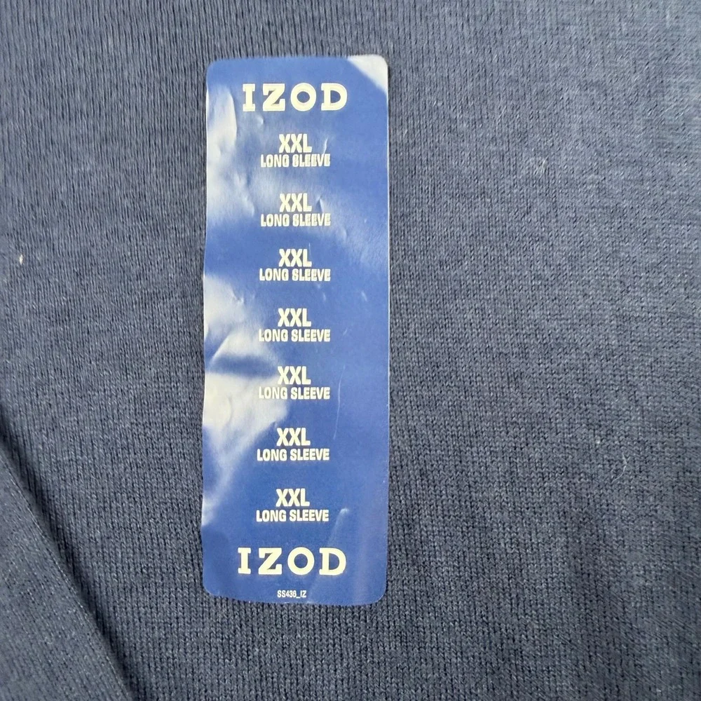 IZOD Fieldhouse Sweater Men's XXL V-Neck Pullover‎ Blue Peacoat 45FS692403 NWT